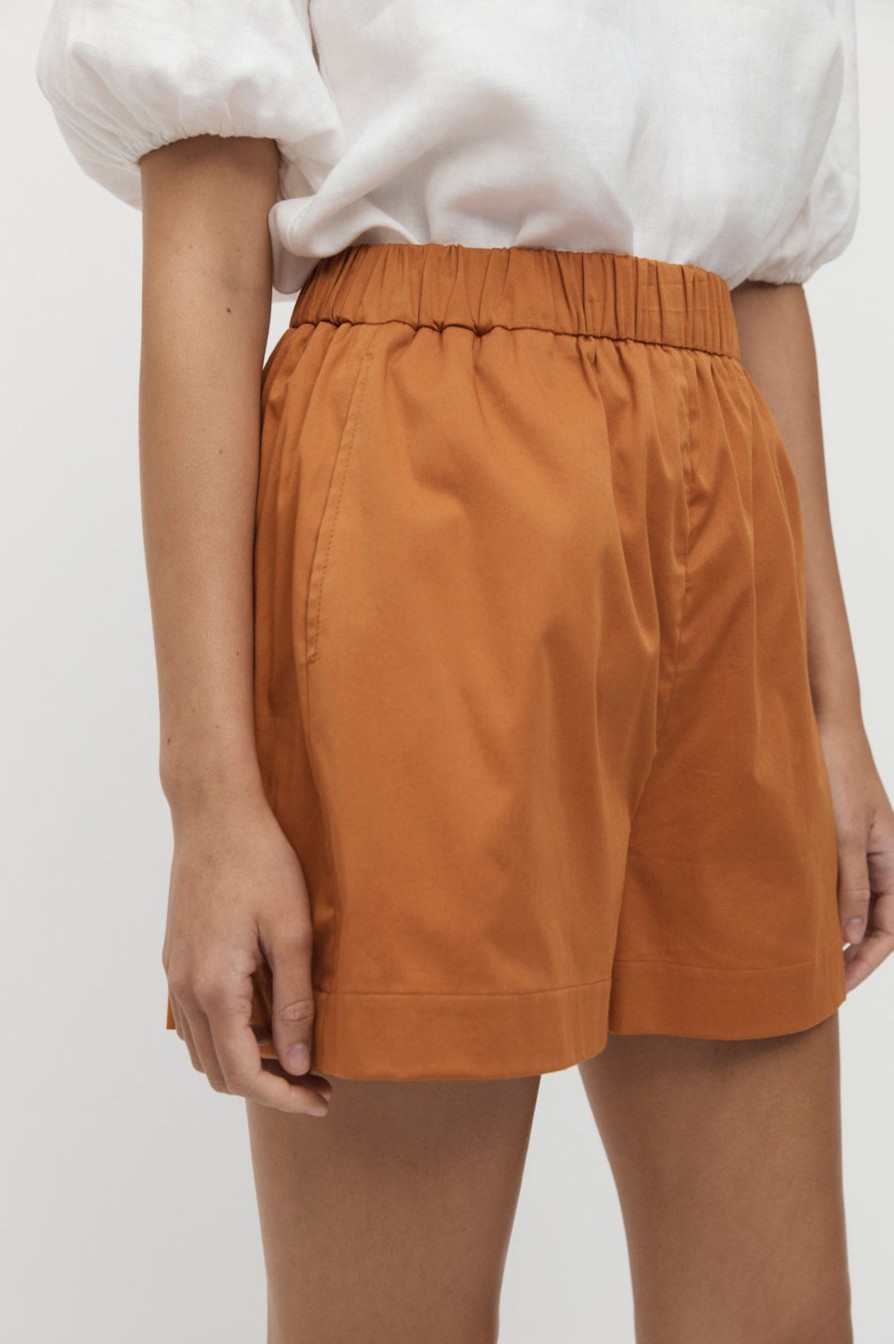 Women Friend of Audrey | Viviers Elastic Waist Shorts Marmalade