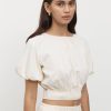 Women Friend of Audrey | Adrienne Puff Sleeve Crop Top Creme