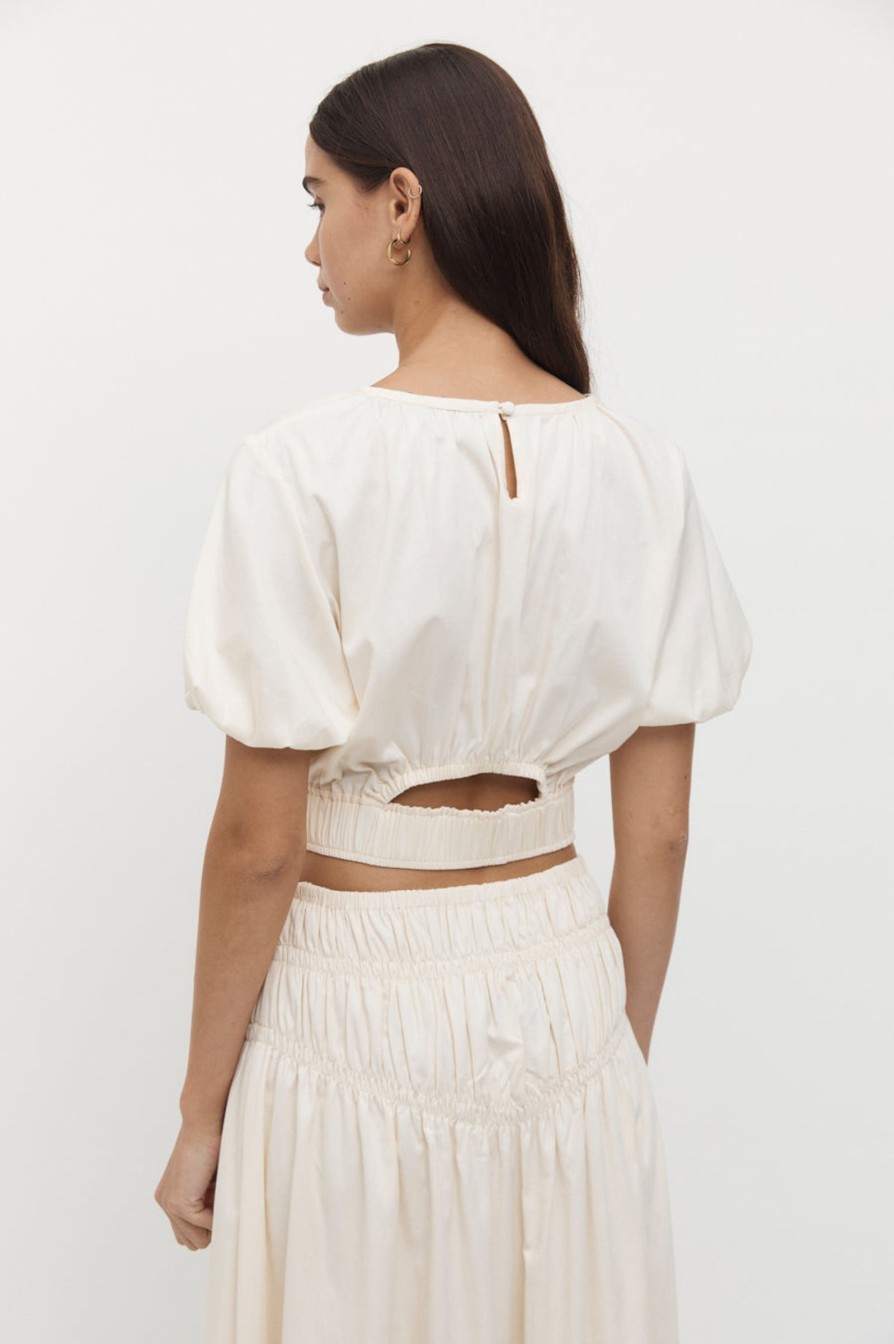 Women Friend of Audrey | Adrienne Puff Sleeve Crop Top Creme