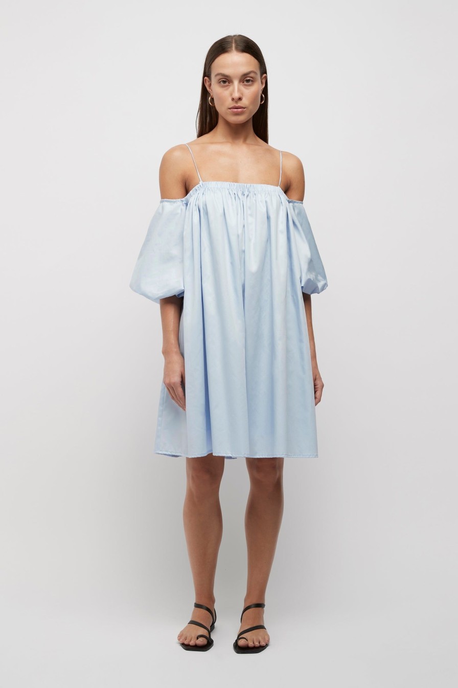 Women Friend of Audrey | Giulia Balloon Sleeve Mini Dress Sky