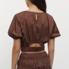 Women Friend of Audrey | Adrienne Puff Sleeve Crop Top Chocolate