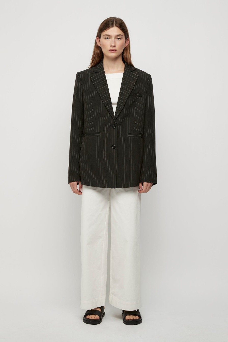 Women Friend of Audrey | Lloyd Pinstripe Blazer Black Striped