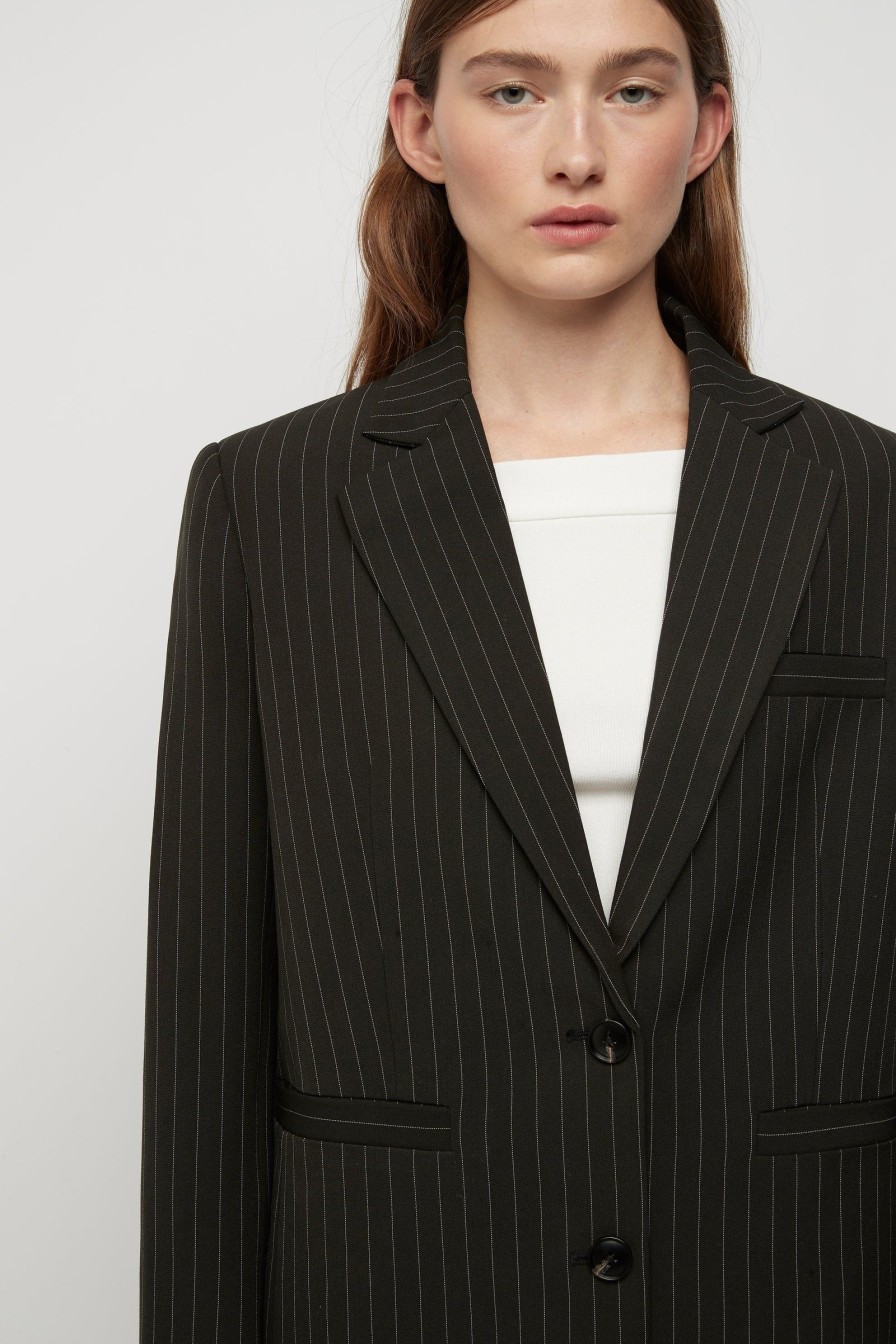 Women Friend of Audrey | Lloyd Pinstripe Blazer Black Striped