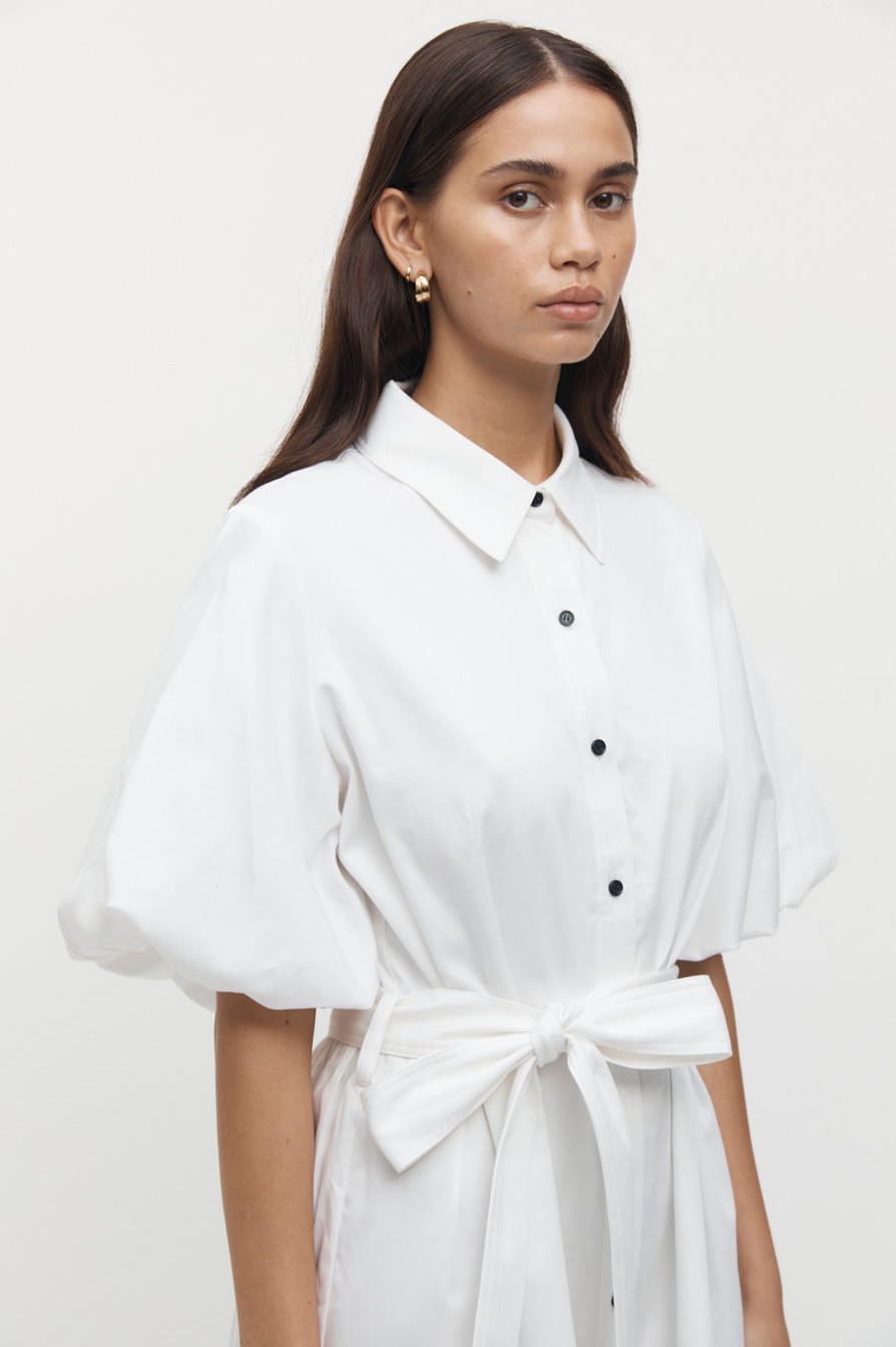 Women Friend of Audrey | Lulu Balloon Sleeve Dress White