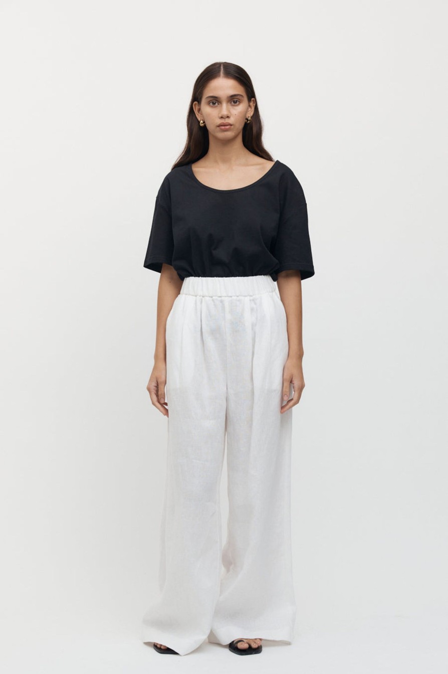 Women Friend of Audrey | Sete Linen Elastic Waist Pant White