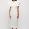 Women Friend of Audrey | Fioretta Frill Sleeve Midi Dress White