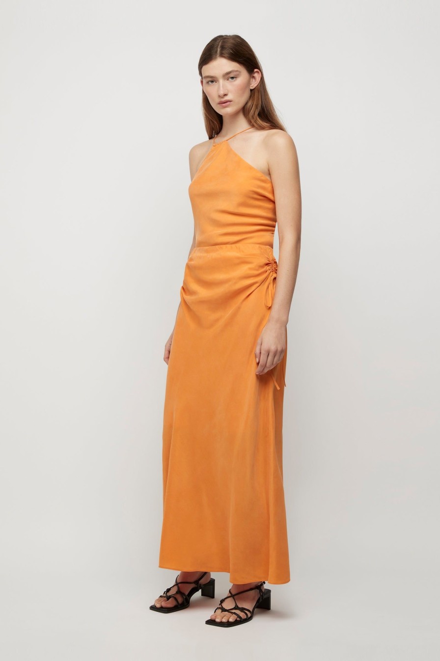 Women Friend of Audrey | Andree Cupro Ruched Skirt Tangerine