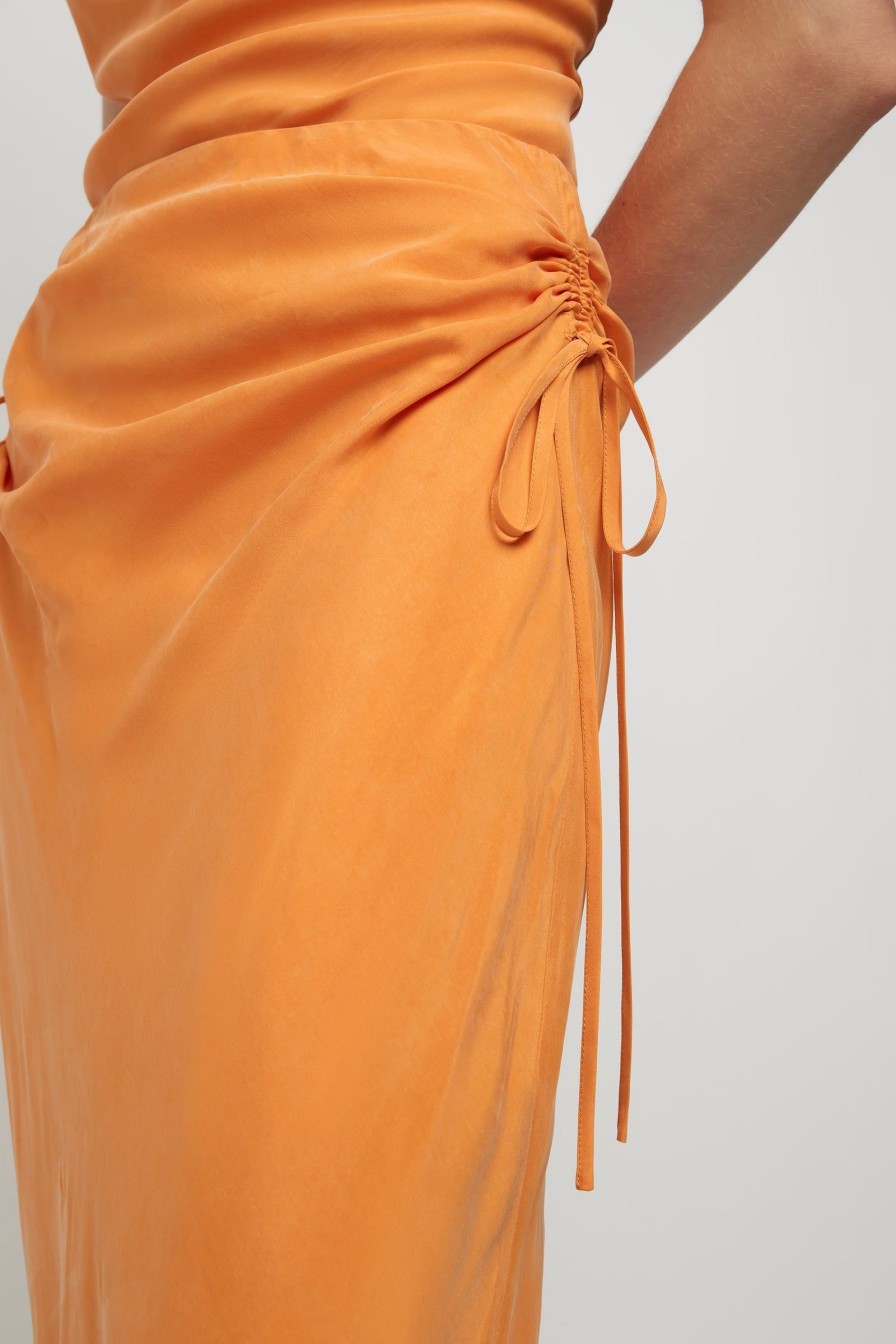 Women Friend of Audrey | Andree Cupro Ruched Skirt Tangerine