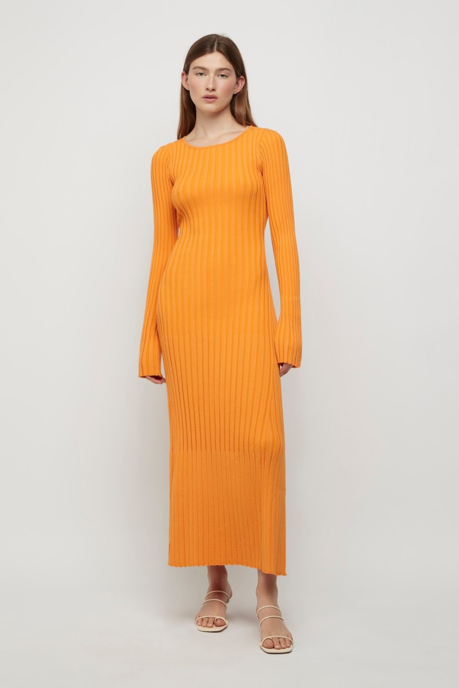 Women Friend of Audrey | Lowry Cross-Back Knit Dress Tangerine