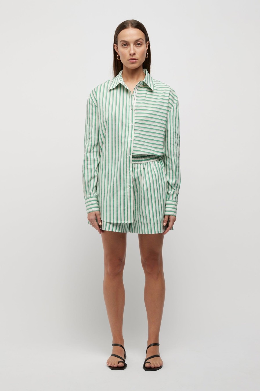 Women Friend of Audrey | Riviera Striped Shorts Green Stripes