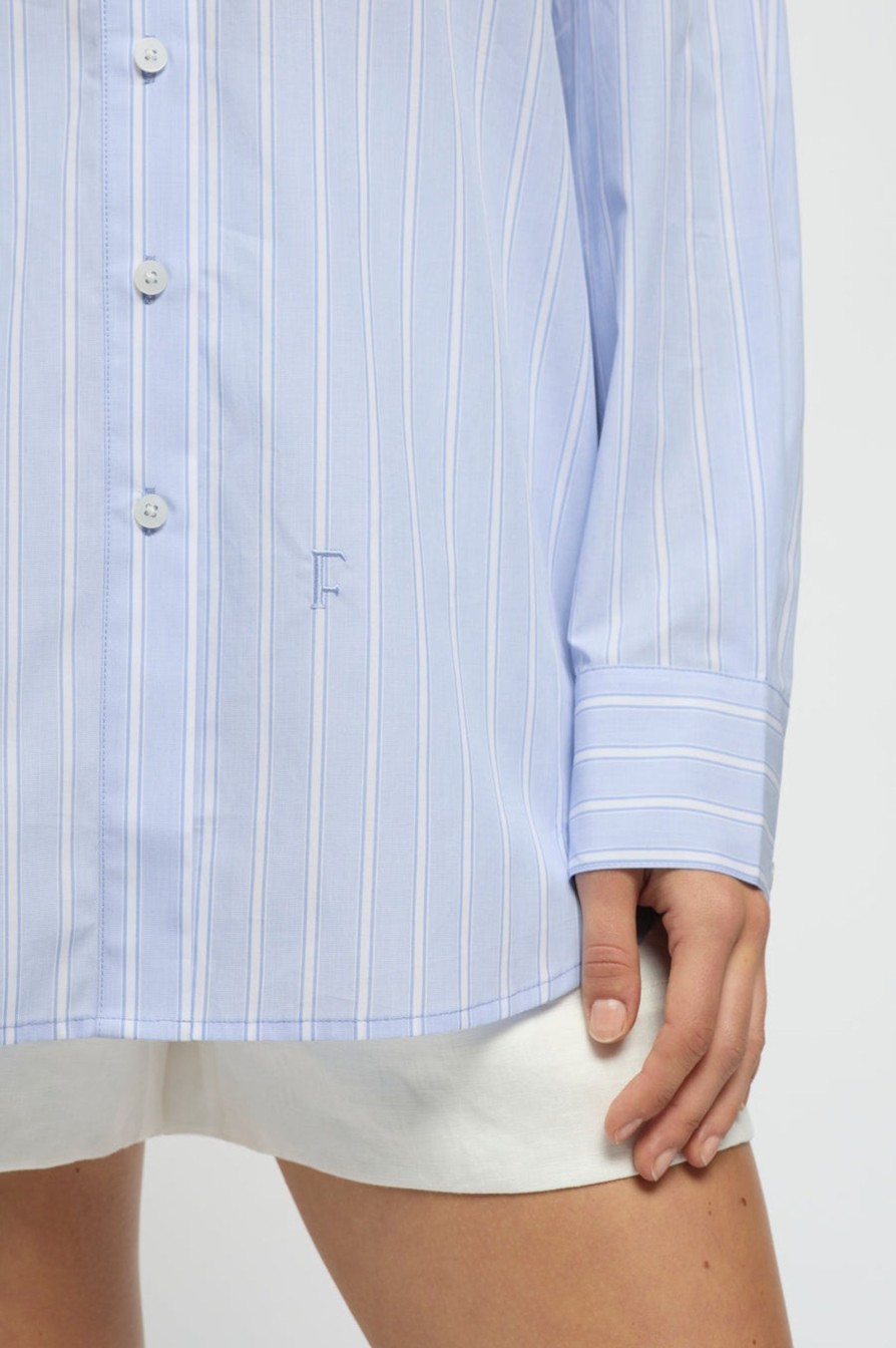 Women Friend of Audrey | Core Oversized Striped Shirt Blue Stripe