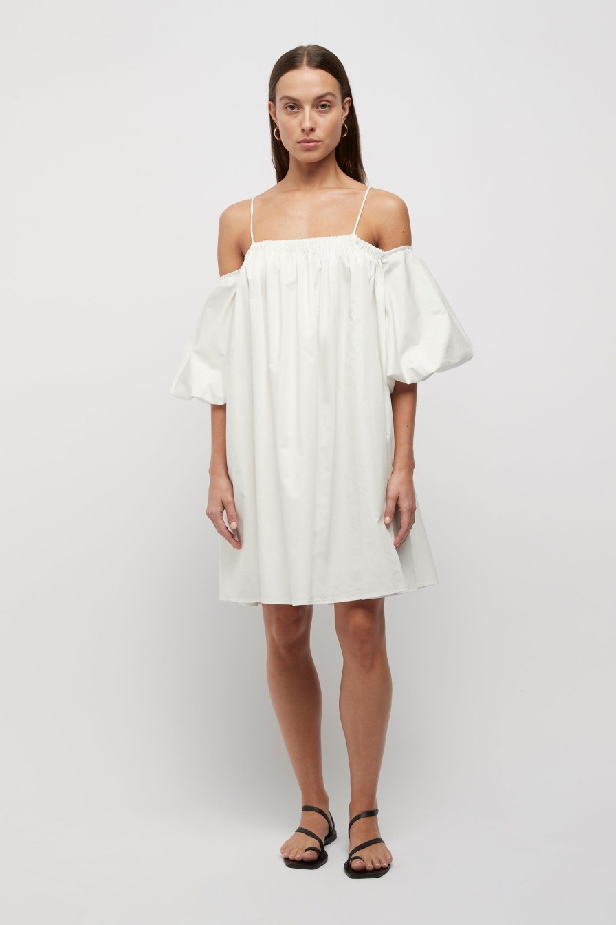 Women Friend of Audrey | Giulia Balloon Sleeve Mini Dress White