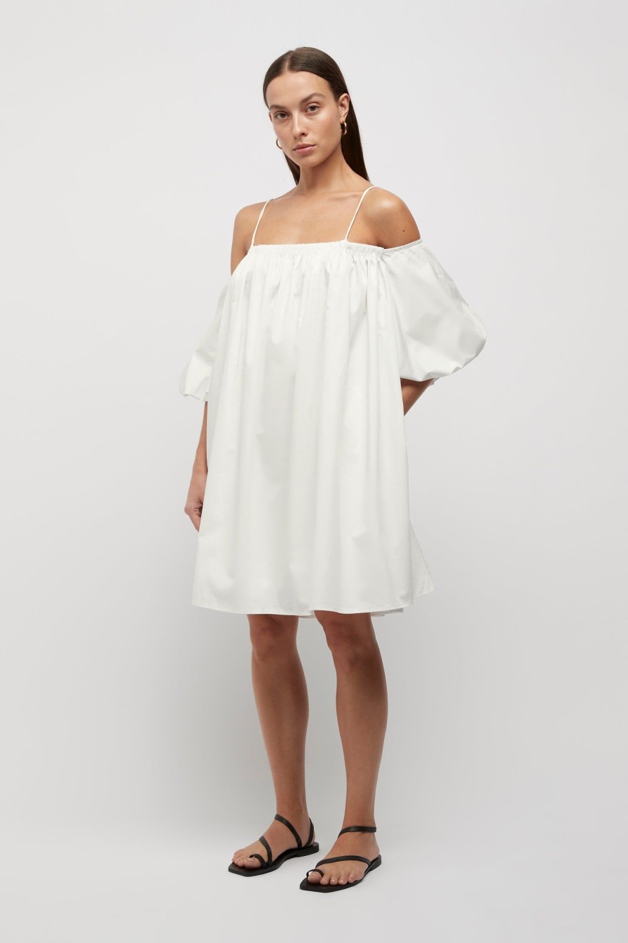 Women Friend of Audrey | Giulia Balloon Sleeve Mini Dress White