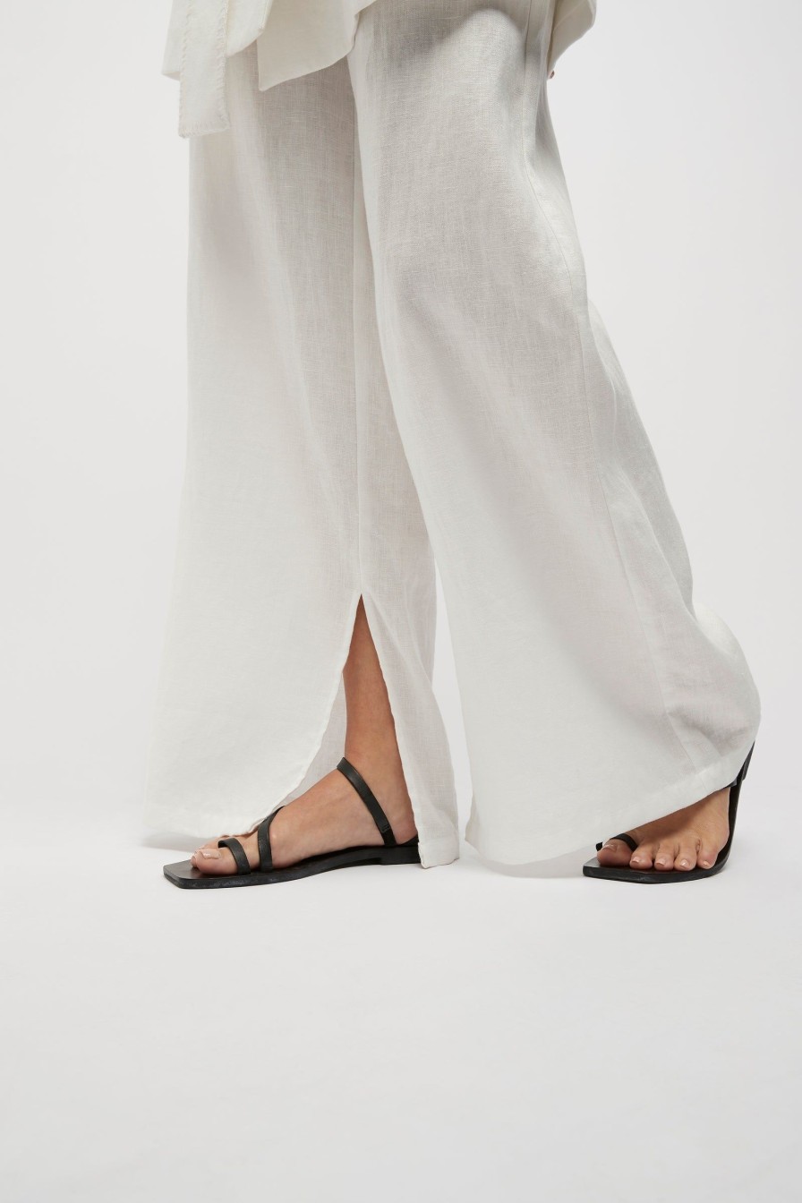 Women Friend of Audrey | Hayworth Linen Split Trousers White