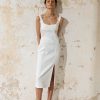 Women Friend of Audrey | Allure Sheer Panel Midi Dress White