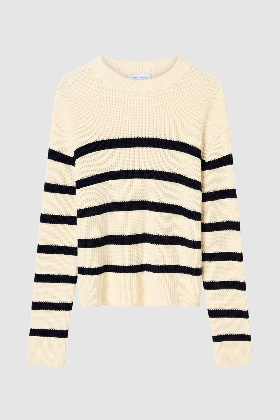 Women Friend of Audrey | Cotton Striped Knit White Stripe