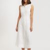 Women Friend of Audrey | Gretel Linen Ruched Dress White