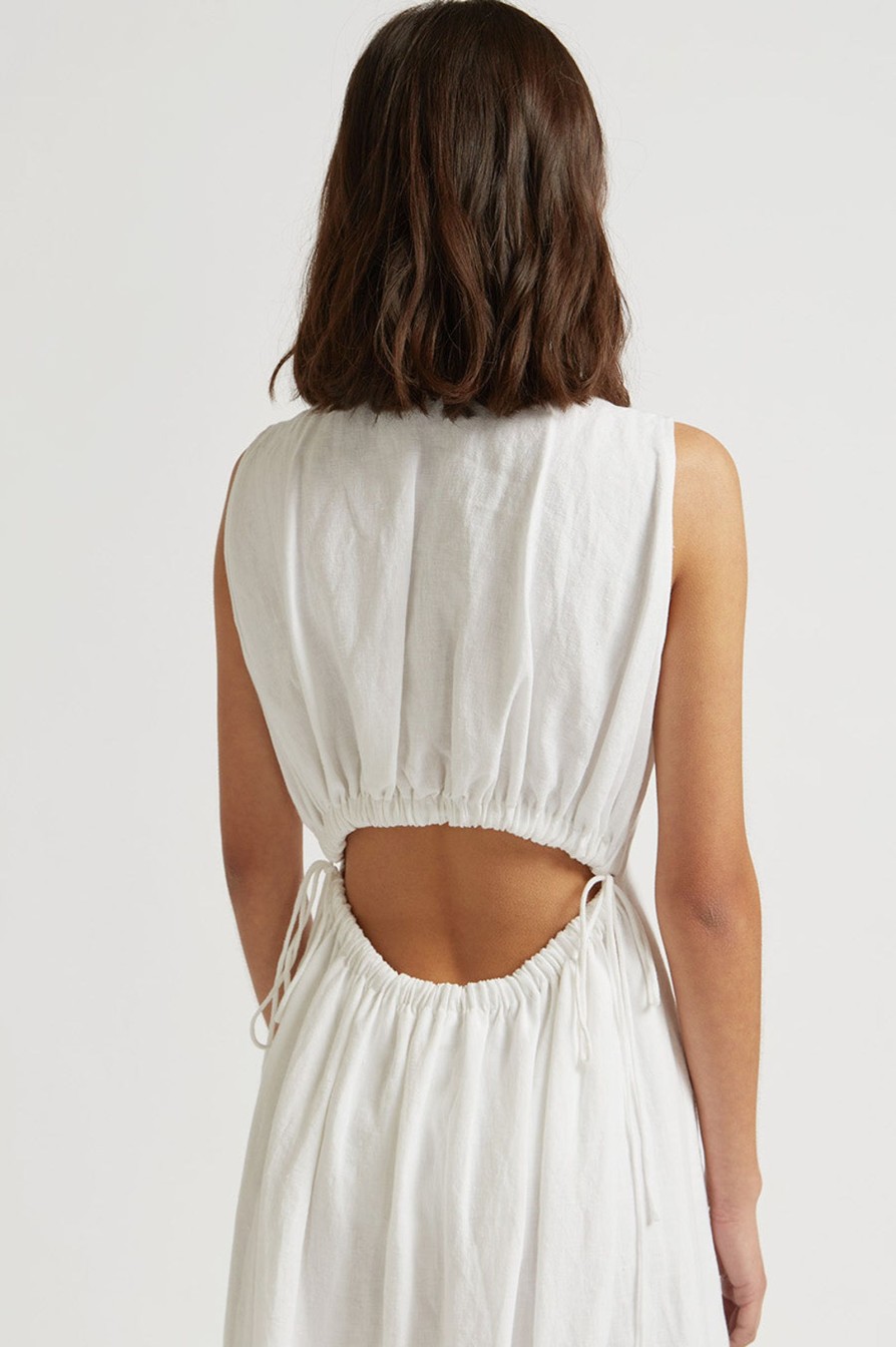 Women Friend of Audrey | Gretel Linen Ruched Dress White