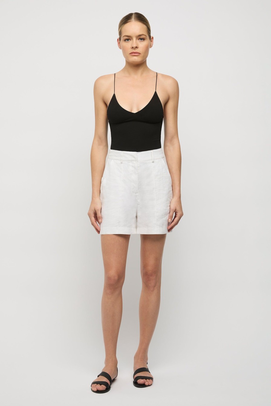 Women Friend of Audrey | Ana Pinstitch Linen Shorts White