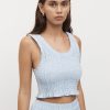 Women Friend of Audrey | Eze Shirred Linen Crop Top Sky