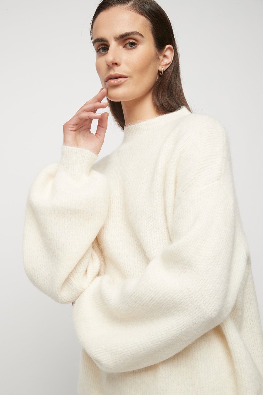 Women Friend of Audrey | Phillips Alpaca Wool Balloon Sleeve Knit Winter White