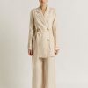 Women Friend of Audrey | Fleur Linen Tie Blazer Almond