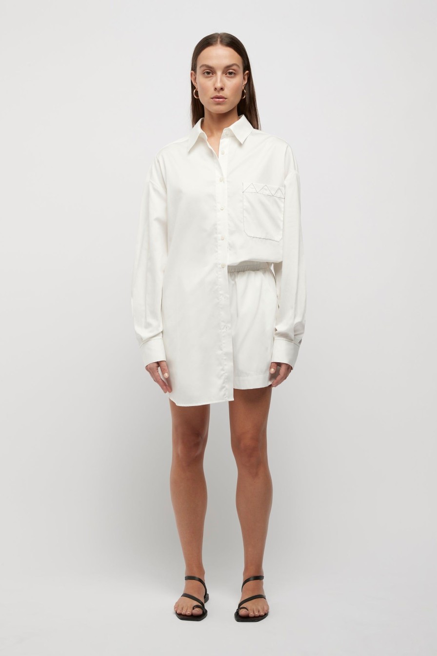 Women Friend of Audrey | Dario Contrast Stitching Shirt White