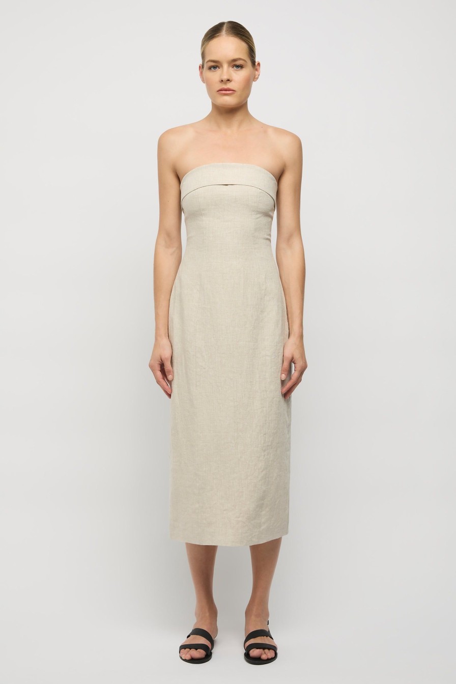 Women Friend of Audrey | Jill Linen Midi Dress Natural