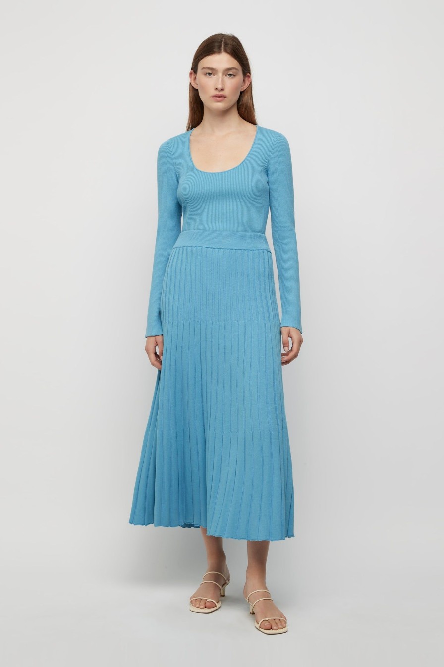 Women Friend of Audrey | Nebula Knit Skirt Azure Blue