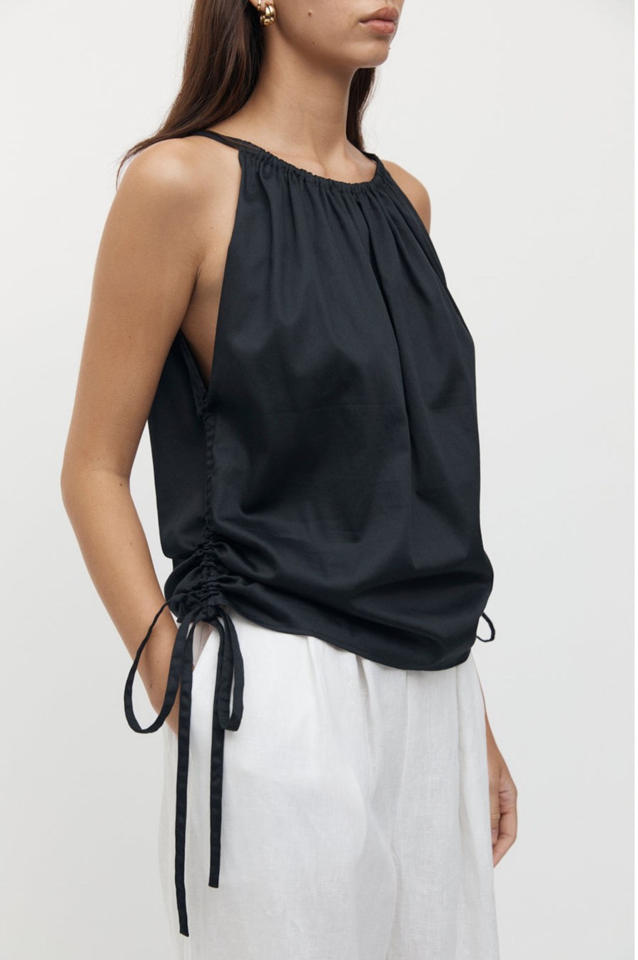 Women Friend of Audrey | Zelie Ruched Side Top Black