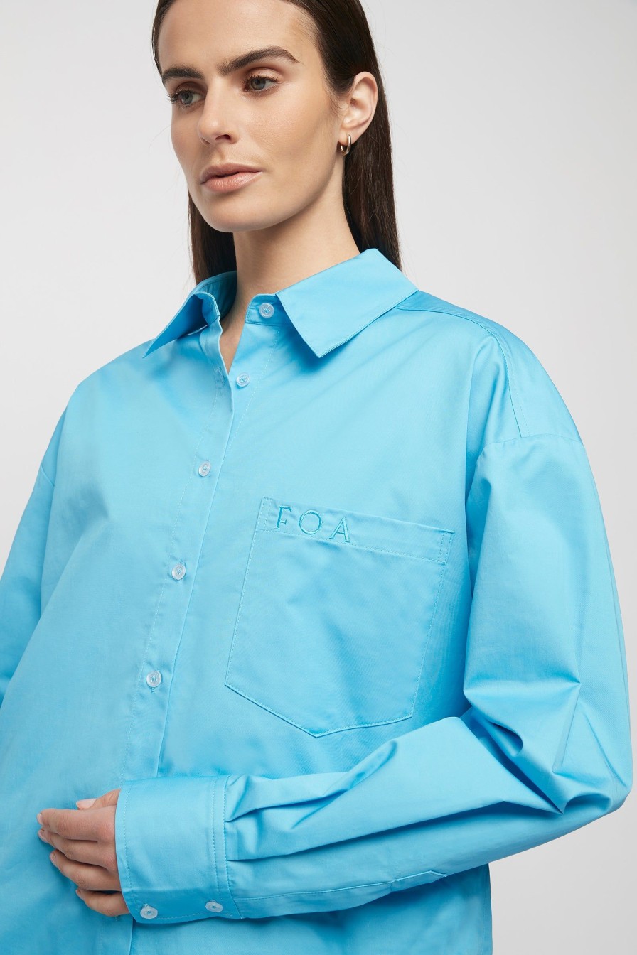 Women Friend of Audrey | Signature Cotton Shirt Azure Blue