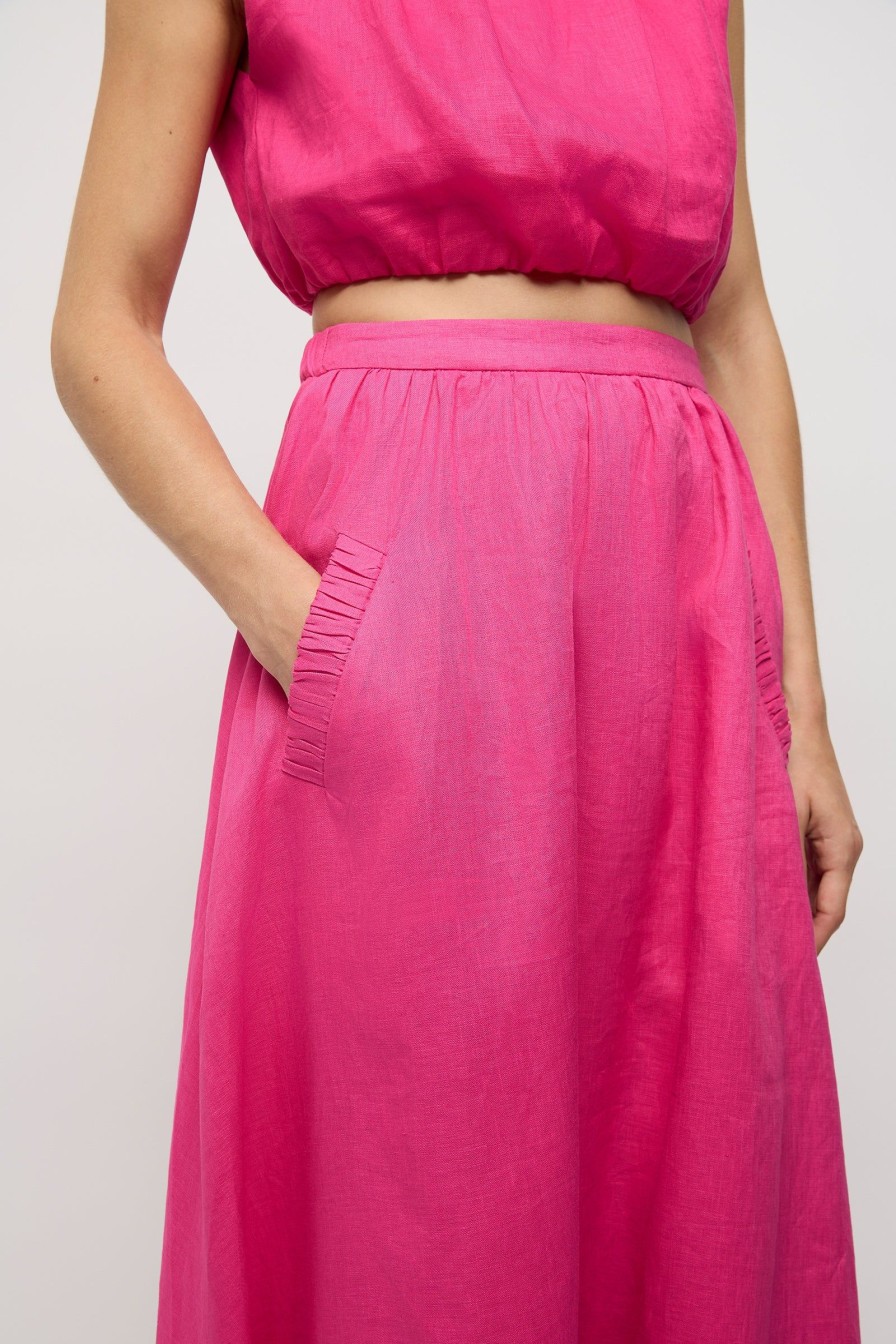 Women Friend of Audrey | Adoni Linen Skirt Hot Pink