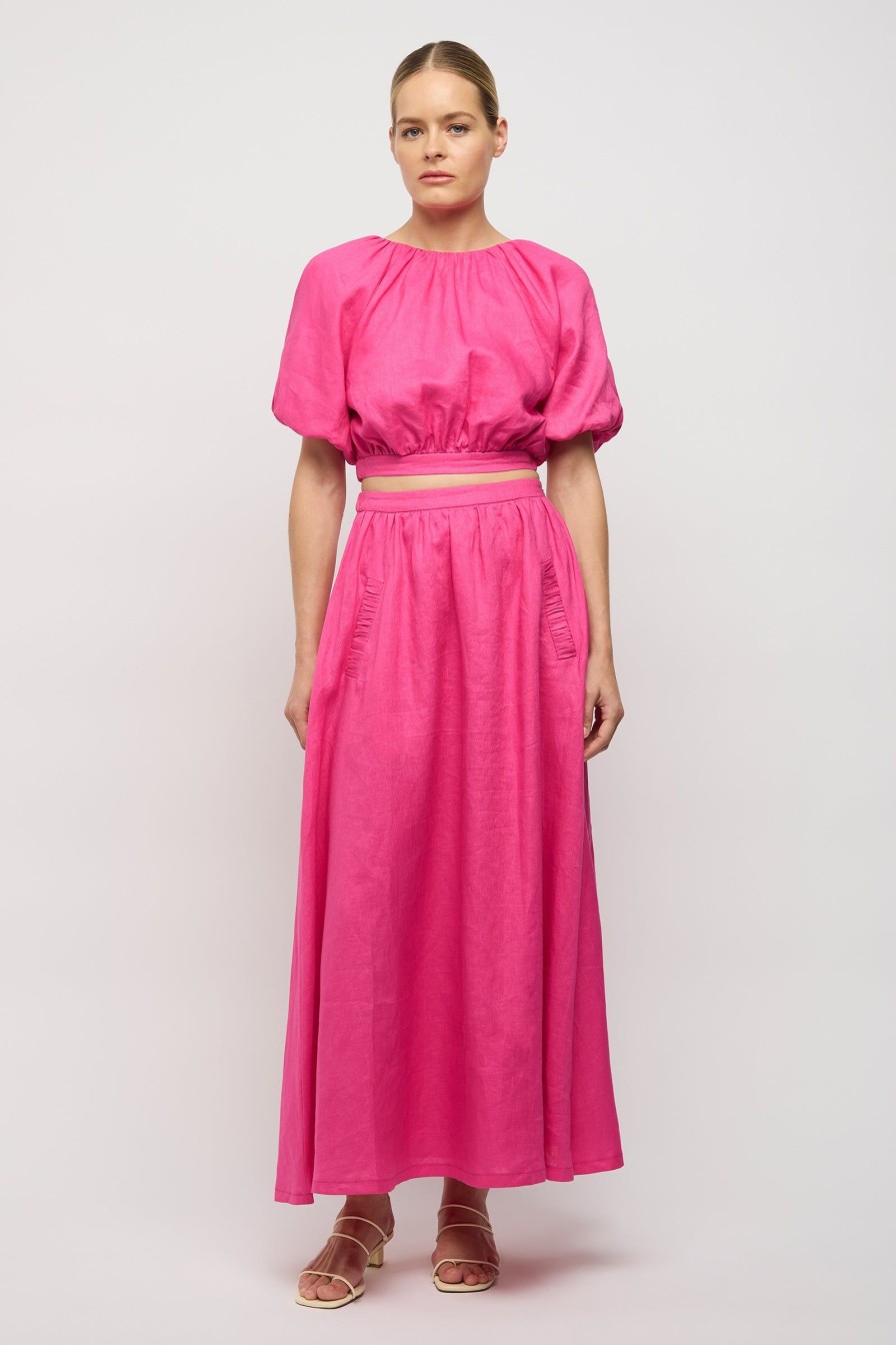 Women Friend of Audrey | Adoni Linen Skirt Hot Pink