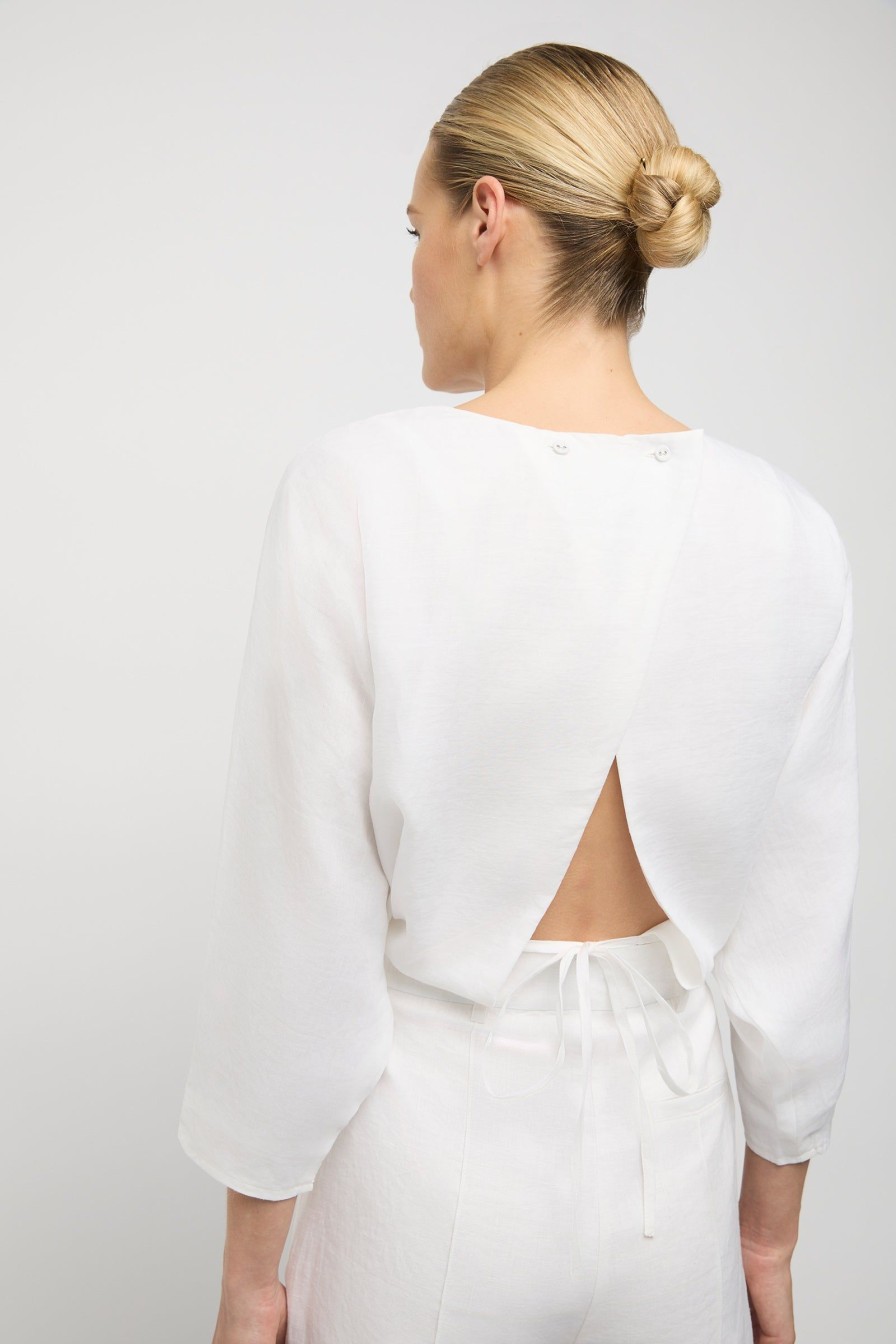 Women Friend of Audrey | Mica Ramie Tie Top White