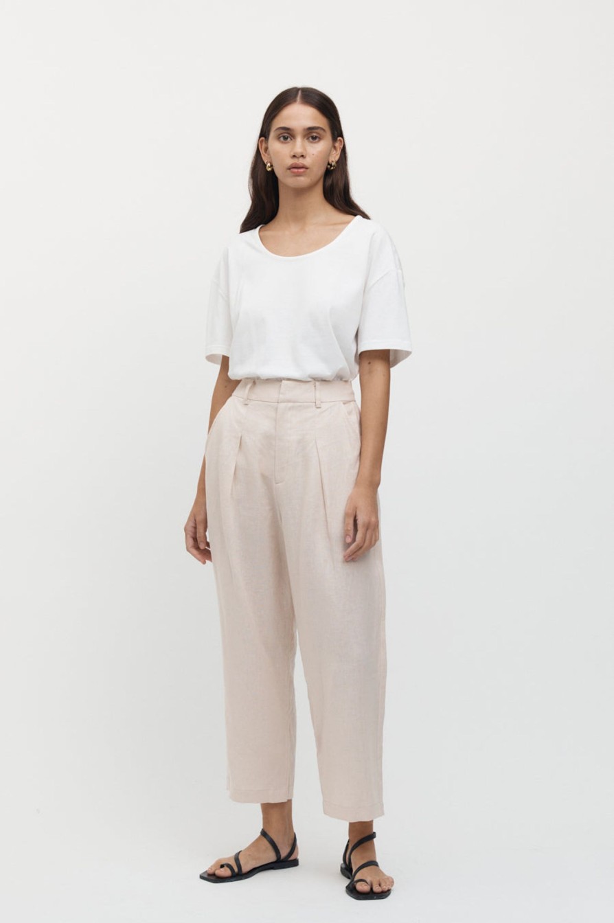 Women Friend of Audrey | Emilion 7/8 Linen Trouser Bone