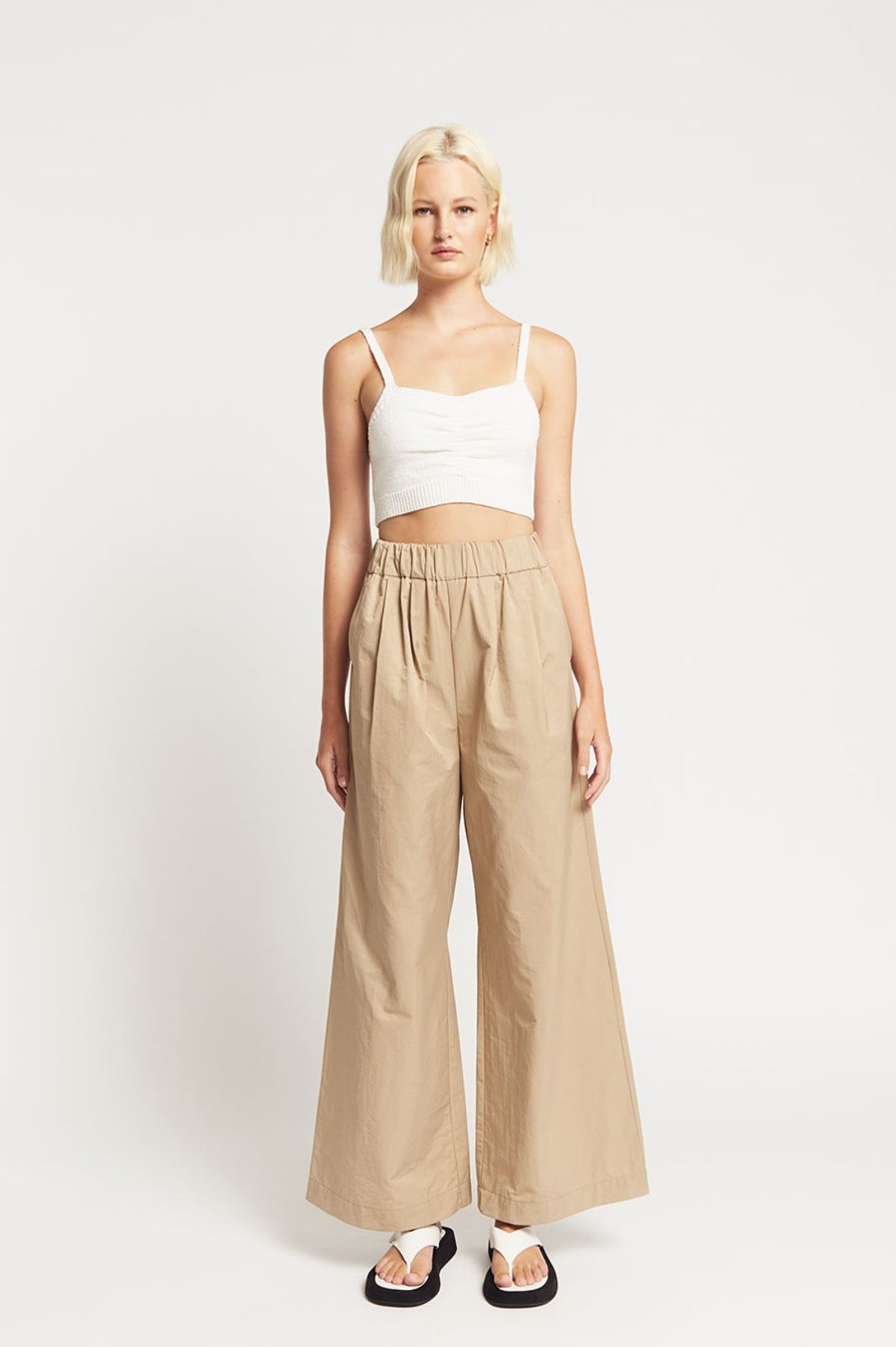 Women Friend of Audrey | Lou Ruched Cotton Pants Cornstalk