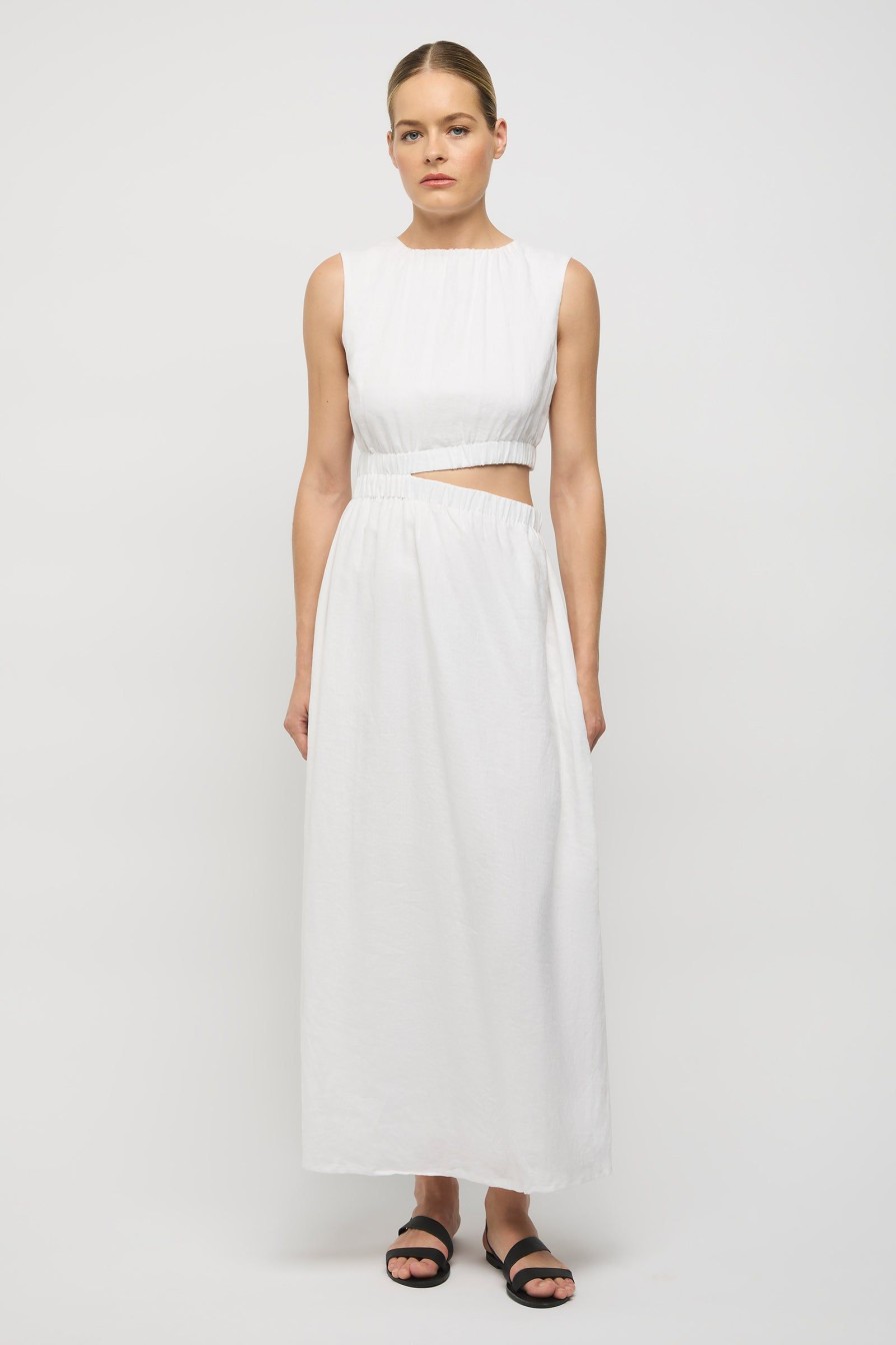 Women Friend of Audrey | Camile Linen Cut-Out Dress White