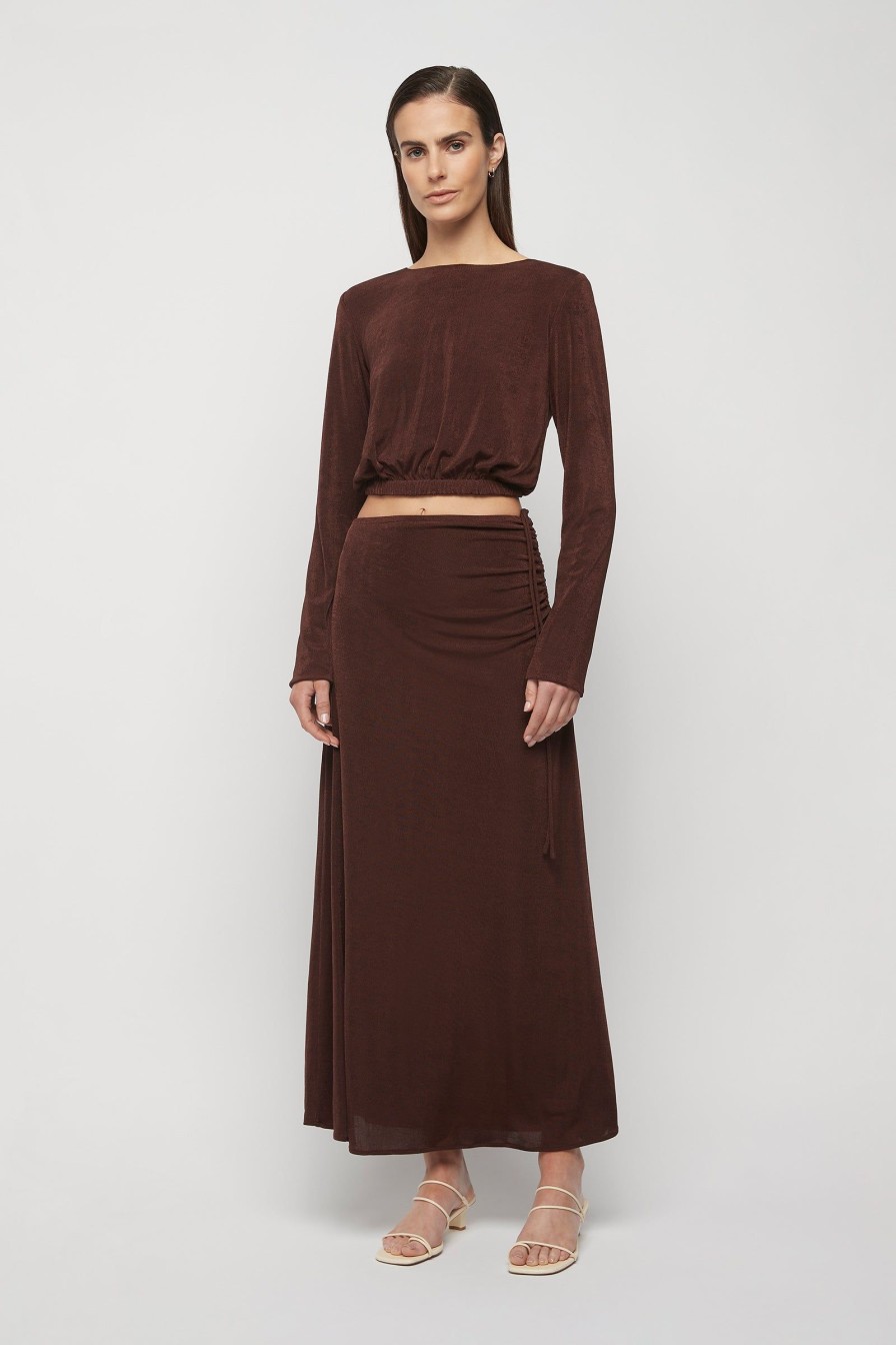 Women Friend of Audrey | Alyssa Jersey Midi Skirt Dark Coffee