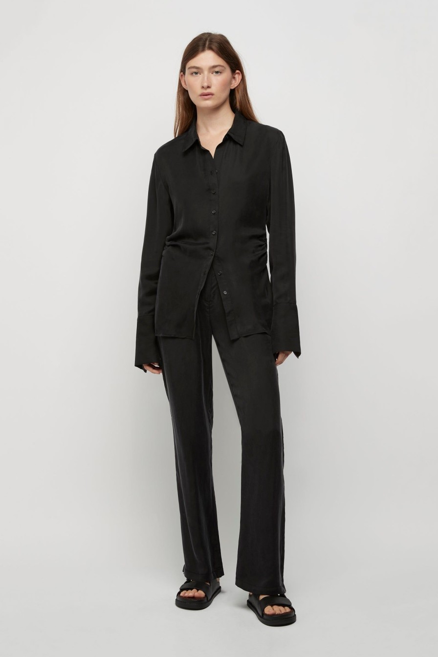 Women Friend of Audrey | Perle 100% Cupro Straight Trouser Midnight