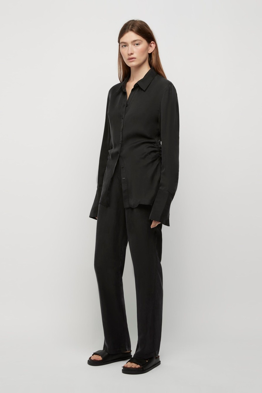 Women Friend of Audrey | Perle 100% Cupro Straight Trouser Midnight