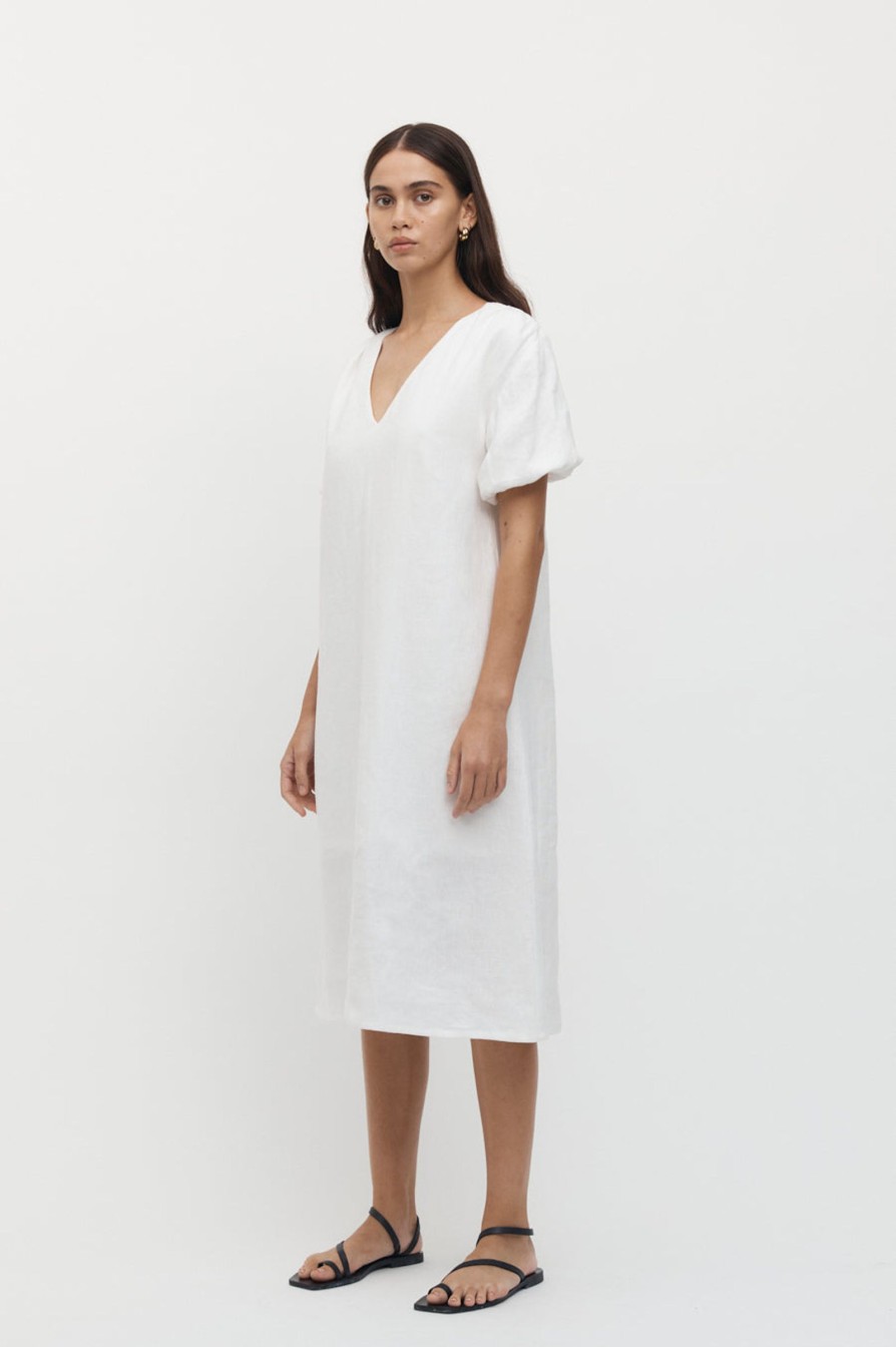 Women Friend of Audrey | Giverny Puff Sleeve Linen Dress White