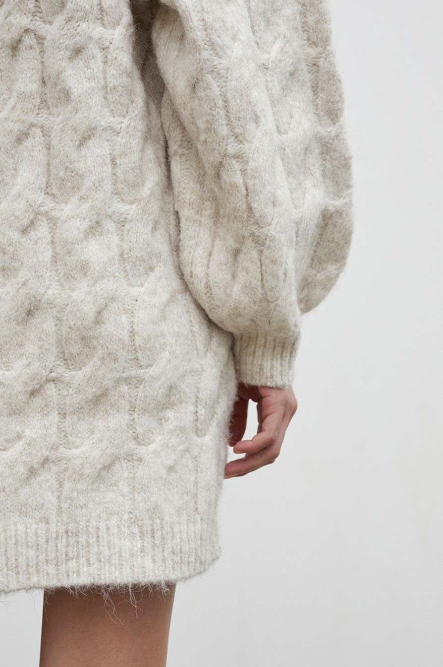 Women Friend of Audrey | Kara Cable-Knit Melange Mini Dress Creme Brulee