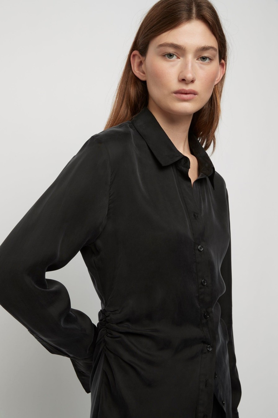 Women Friend of Audrey | Perle 100% Cupro Blouse Midnight