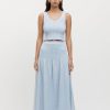 Women Friend of Audrey | Eze Shirred Linen Midi Skirt Sky