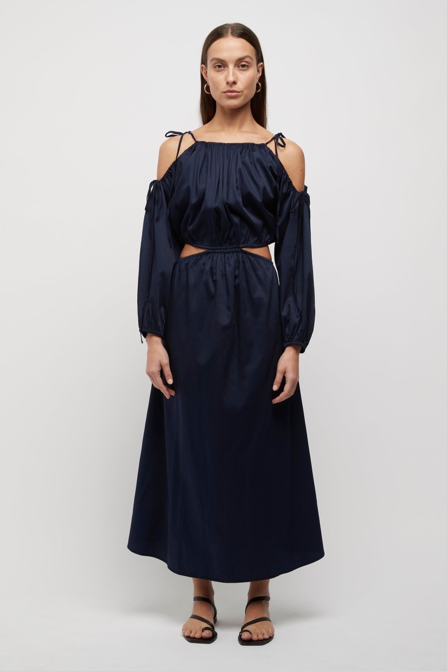 Women Friend of Audrey | Yolanda Tie Cut Out Dress Navy