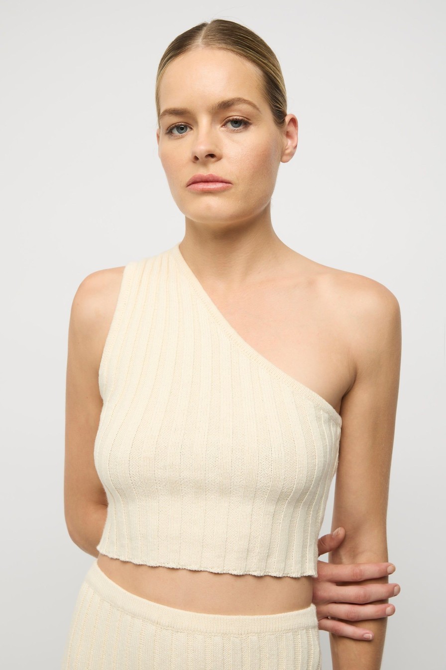 Women Friend of Audrey | Rowan One Shoulder Cotton Knit Top Natural