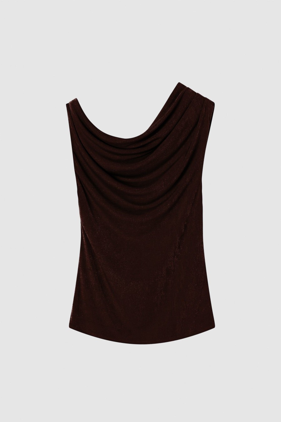 Women Friend of Audrey | Alyssa Jersey Twist Top Dark Coffee