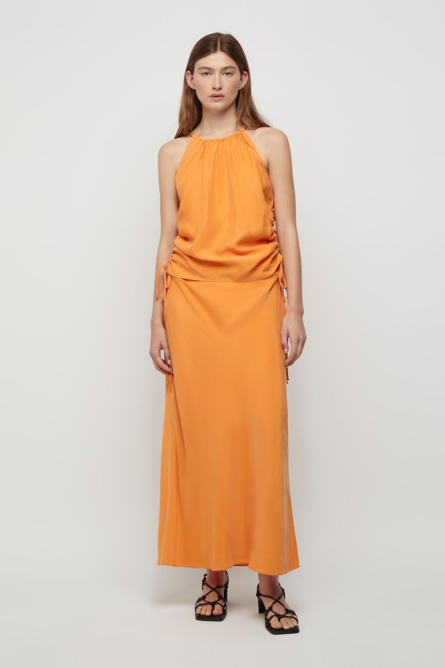 Women Friend of Audrey | Andree Cupro Ruched Top Tangerine