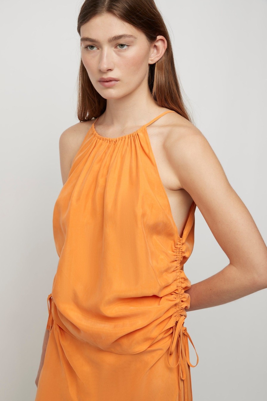 Women Friend of Audrey | Andree Cupro Ruched Top Tangerine