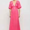 Women Friend of Audrey | Thea Linen Balloon Sleeve Dress Hot Pink